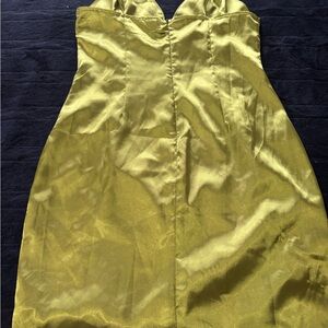 Elegant Olive Green Satin Dress